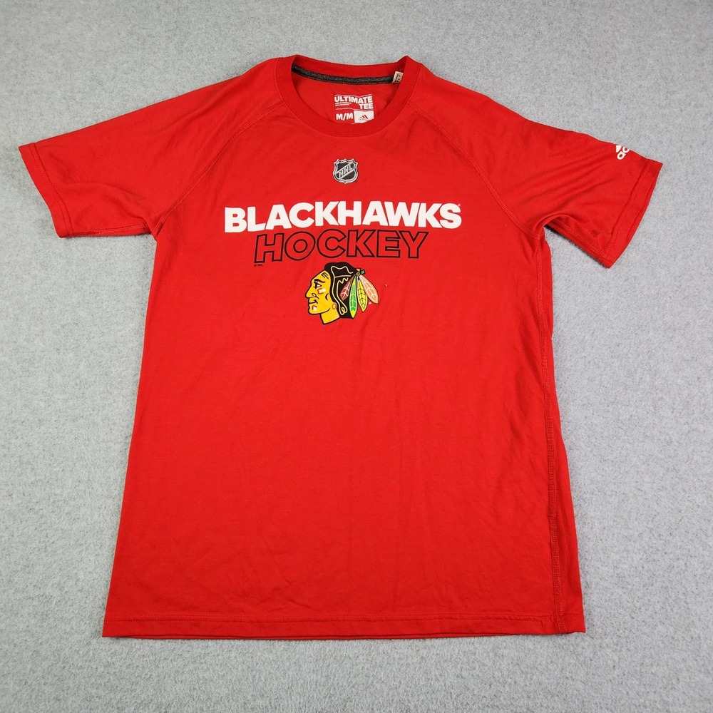 Chicago Blackhawks T-Shirt Mens Medium Adidas Red NHL Hockey Sports Ultimate Tee